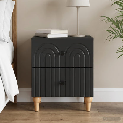 vidaXL Bedside Cabinet Black 43 x 34.5 x 48 cm Engineered Wood