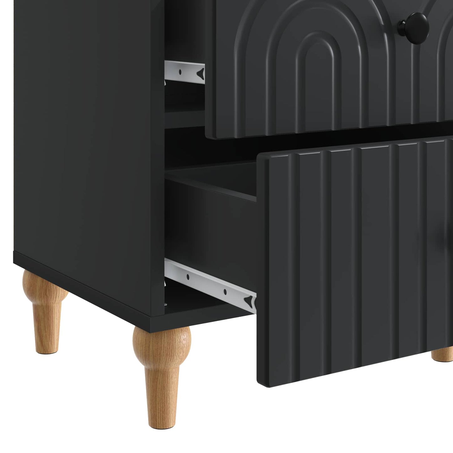 vidaXL Bedside Cabinet 2 pcs Black 43 x 34.5 x 48 cm Engineered Wood
