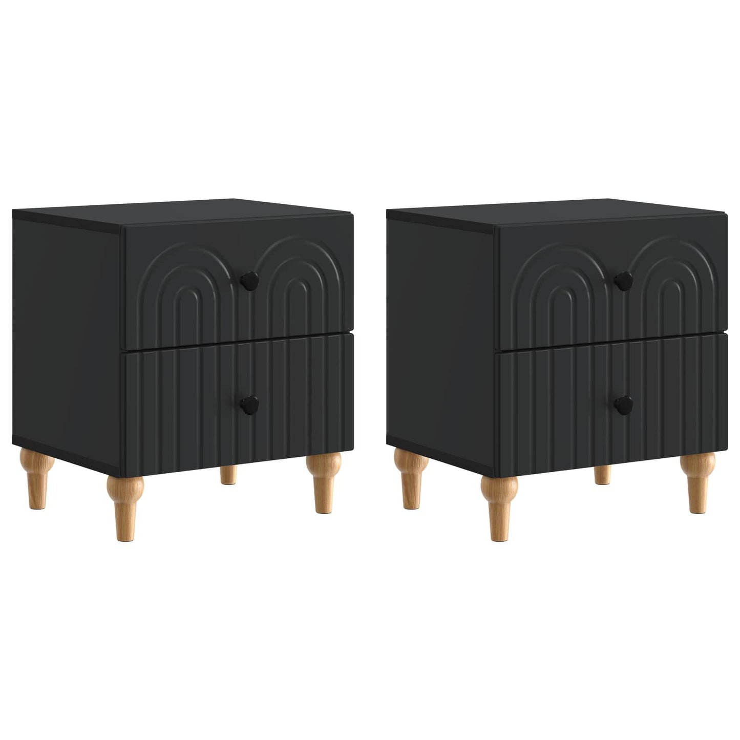 vidaXL Bedside Cabinet 2 pcs Black 43 x 34.5 x 48 cm Engineered Wood