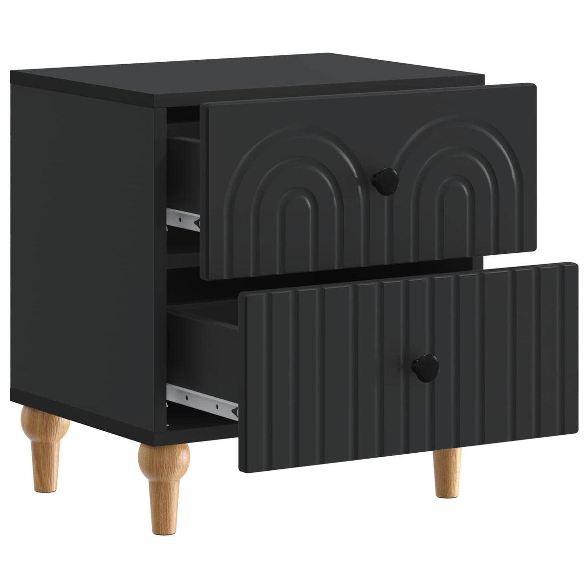 vidaXL Bedside Cabinet 2 pcs Black 43 x 34.5 x 48 cm Engineered Wood