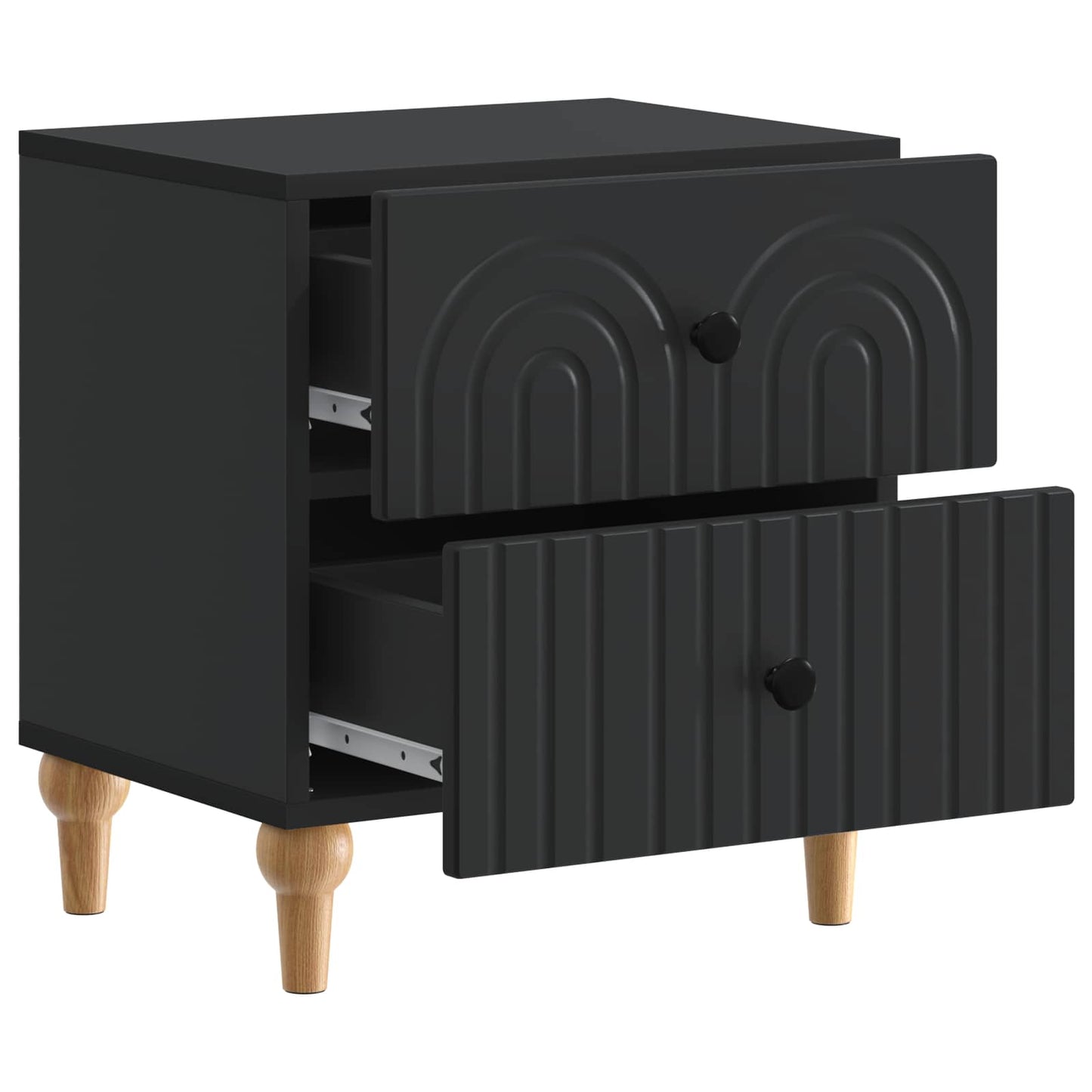vidaXL Bedside Cabinet 2 pcs Black 43 x 34.5 x 48 cm Engineered Wood