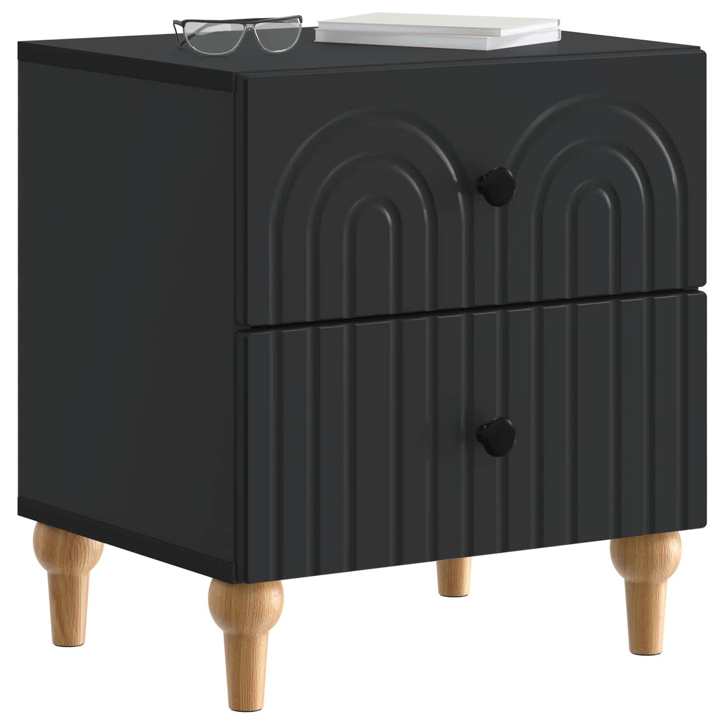 vidaXL Bedside Cabinet 2 pcs Black 43 x 34.5 x 48 cm Engineered Wood
