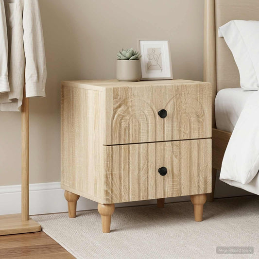 vidaXL Bedside Cabinet with Drawer 2 pcs Sonoma Oak 43 x 34.5 x 48 cm