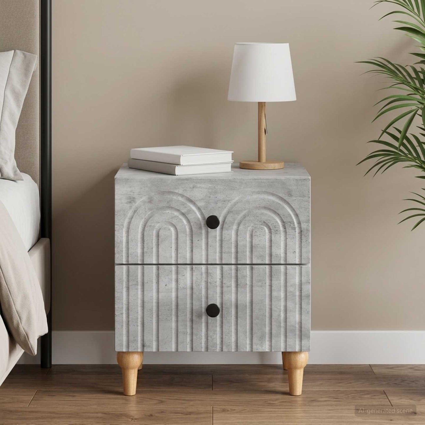 vidaXL Bedside Cabinet Concrete Grey 43 x 34.5 x 48 cm Engineered Wood