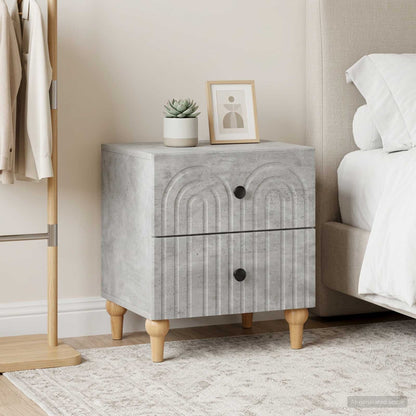 vidaXL Bedside Cabinet 2 pcs Concrete Grey 43 x 34.5 x 48 cm