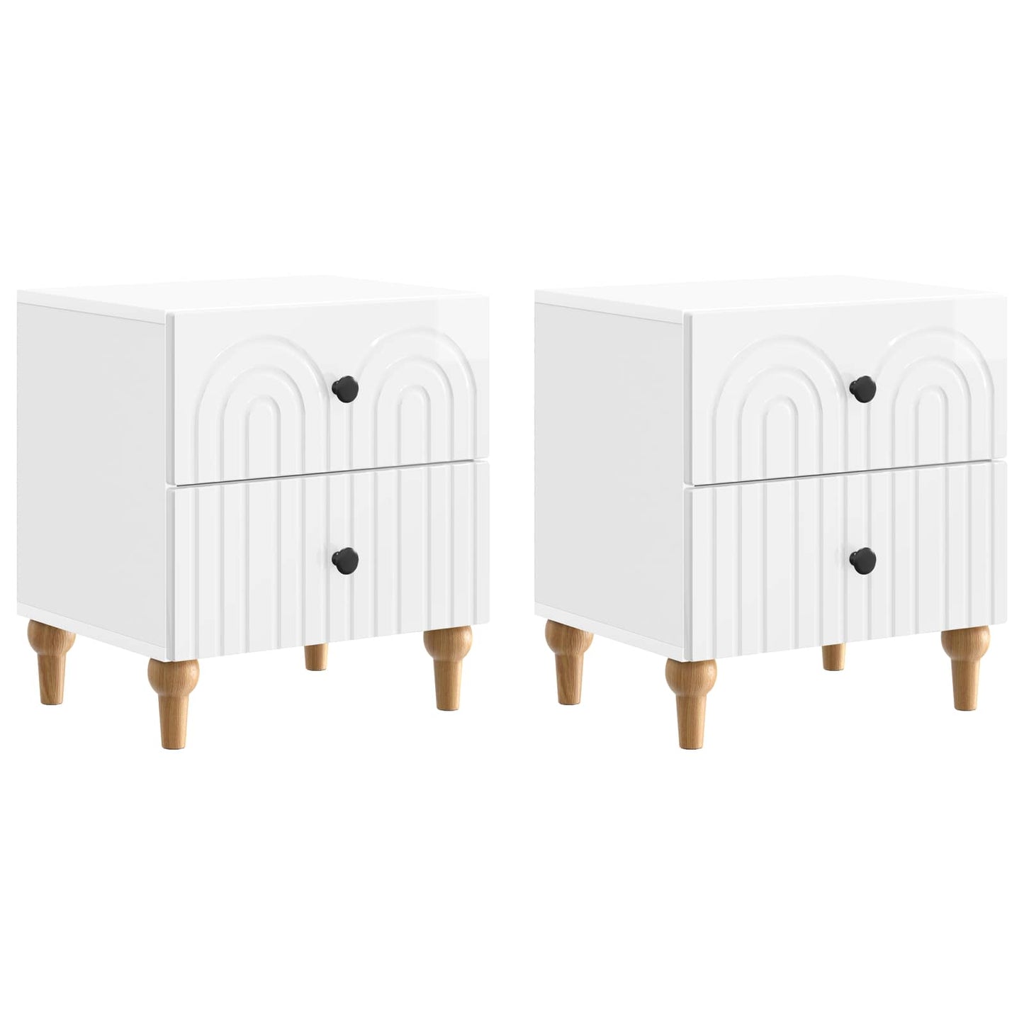 vidaXL Bedside Cabinet 2 pcs High Gloss White 43 x 34.5 x 48 cm