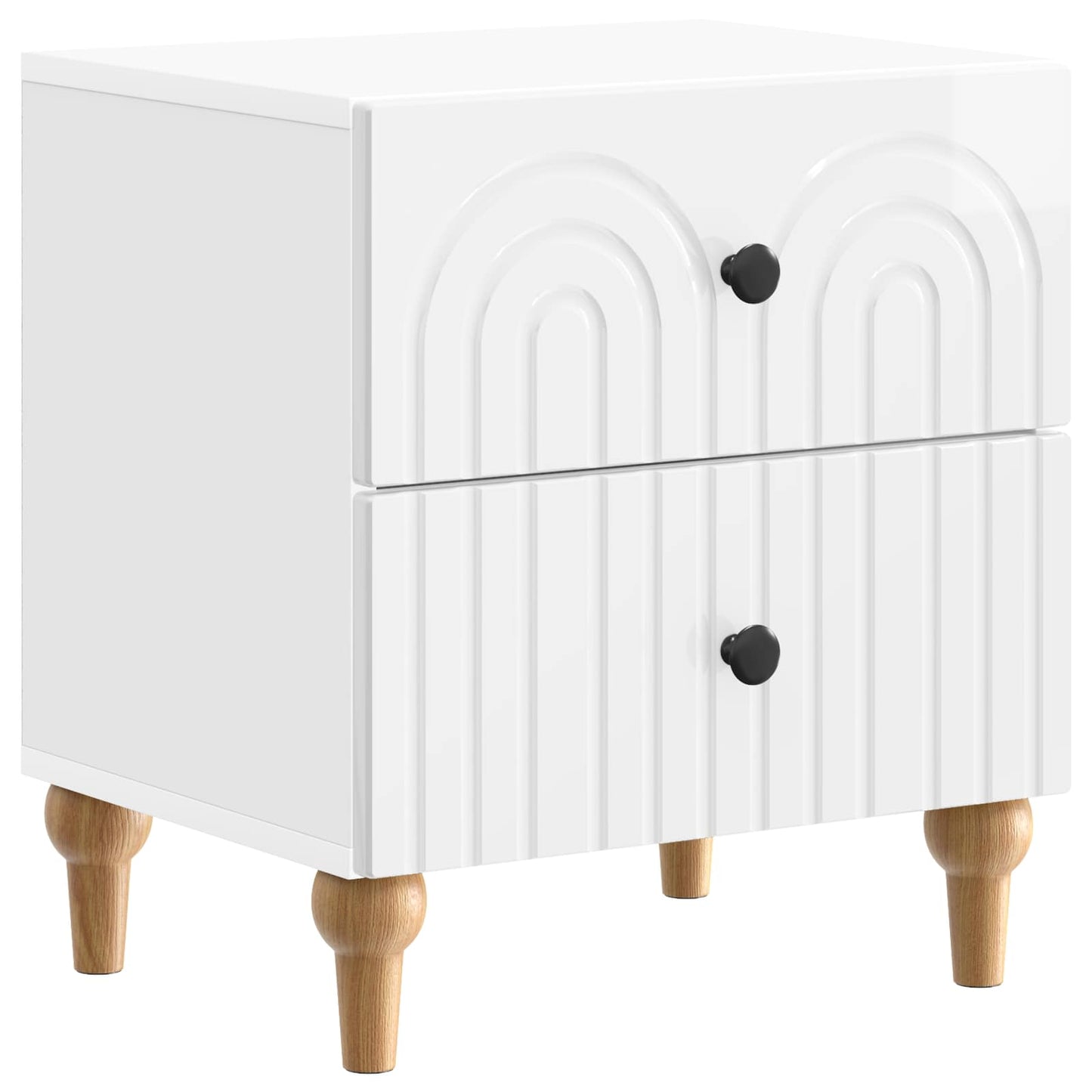 vidaXL Bedside Cabinet 2 pcs High Gloss White 43 x 34.5 x 48 cm