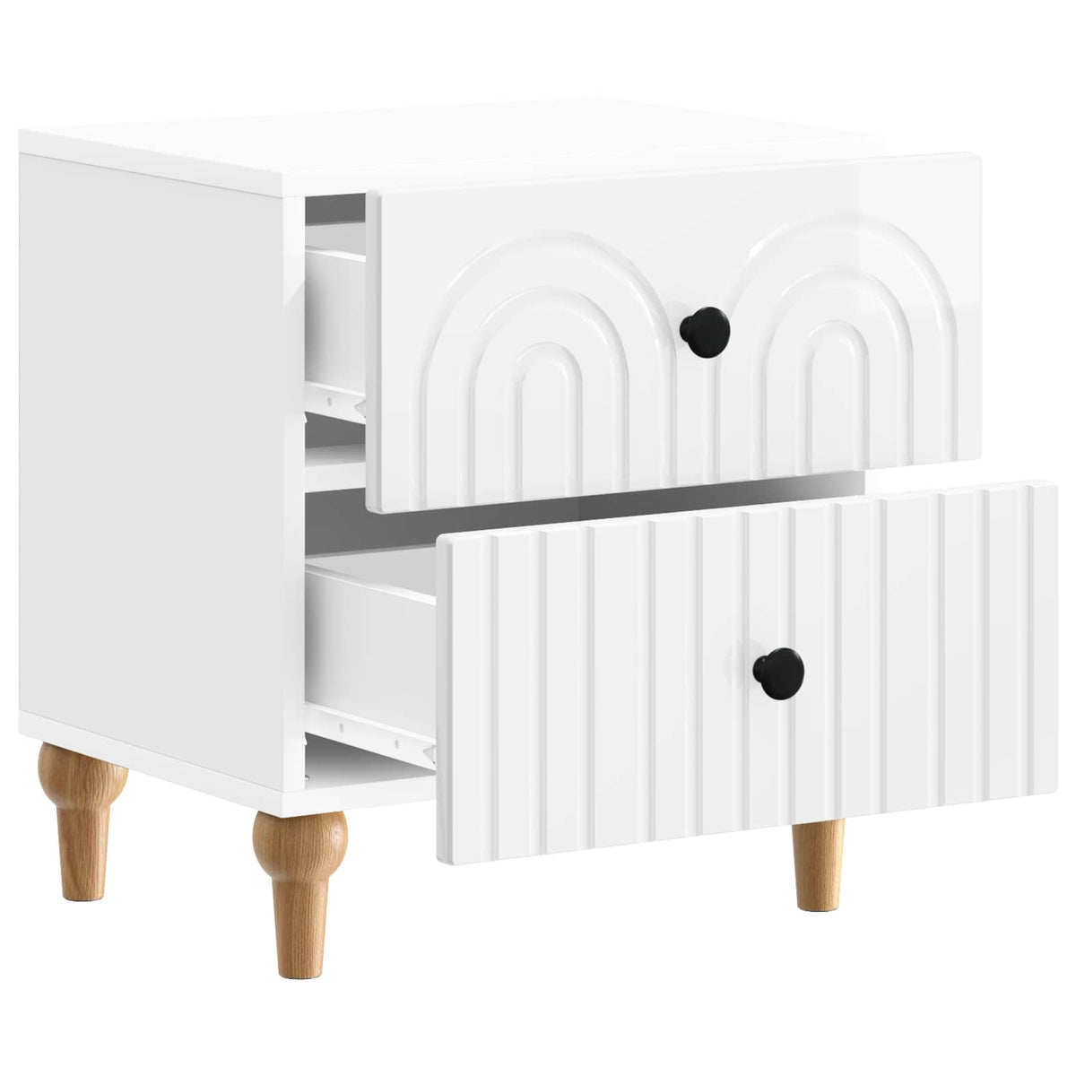 vidaXL Bedside Cabinet 2 pcs High Gloss White 43 x 34.5 x 48 cm