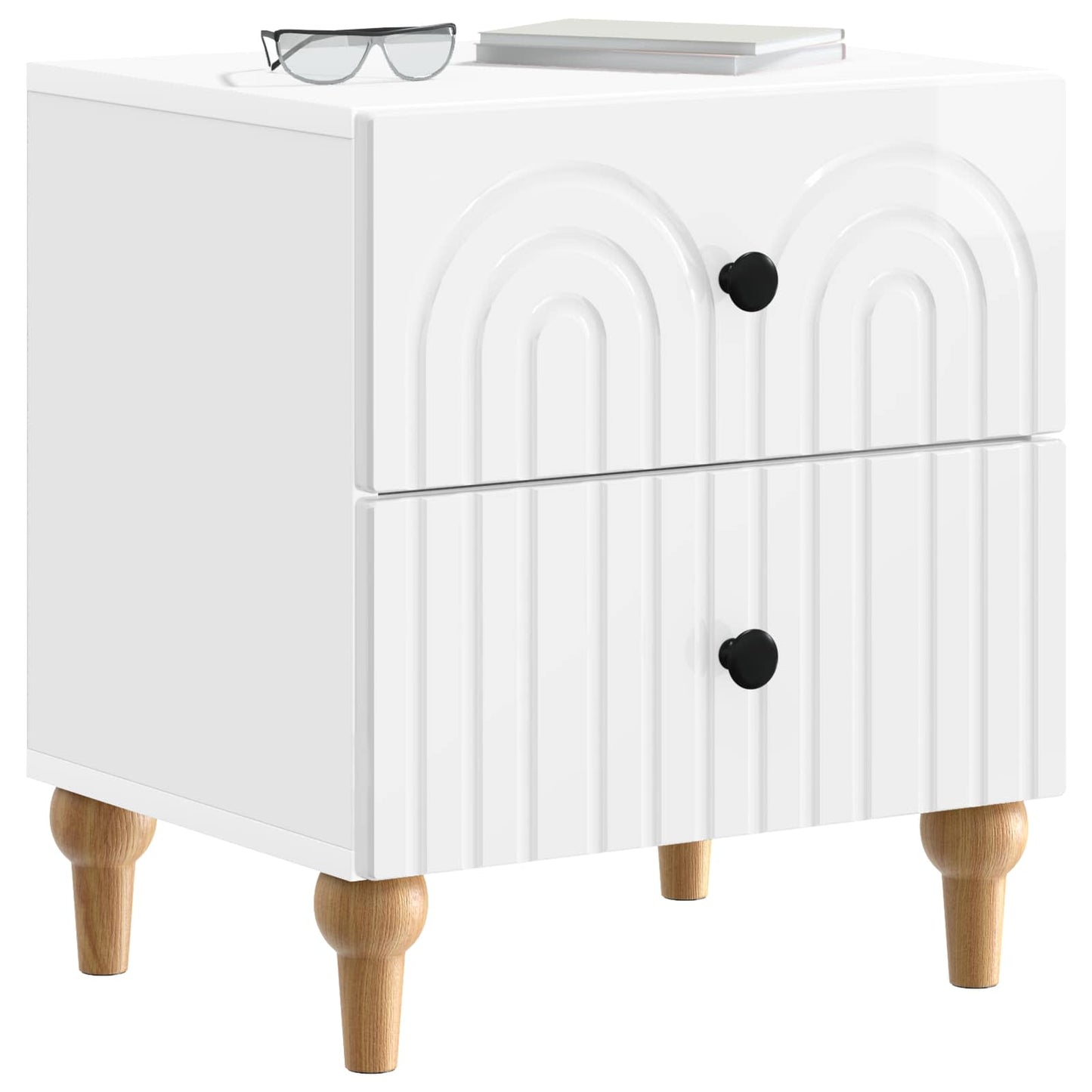 vidaXL Bedside Cabinet 2 pcs High Gloss White 43 x 34.5 x 48 cm
