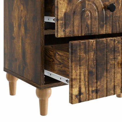vidaXL Bedside Cabinet Smoked Oak 43 x 34.5 x 48 cm Engineered Wood