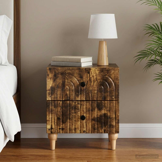 vidaXL Bedside Cabinet Smoked Oak 43 x 34.5 x 48 cm Engineered Wood