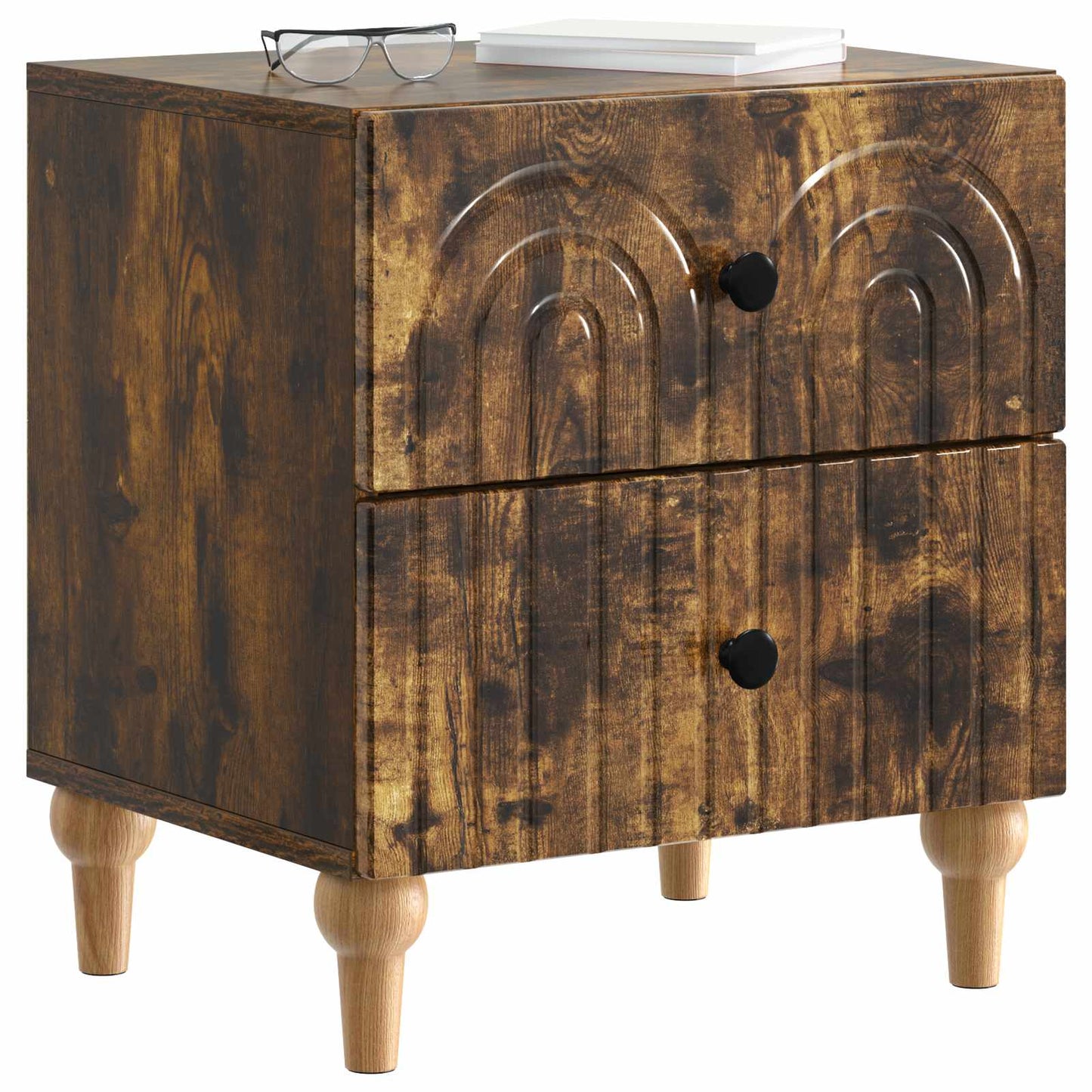 vidaXL Bedside Cabinet Smoked Oak 43 x 34.5 x 48 cm Engineered Wood