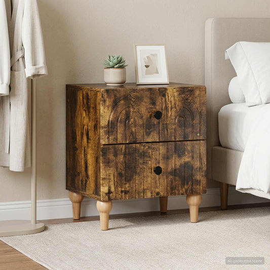 vidaXL Bedside Cabinet with Drawer 2 pcs Smoked Oak 43 x 34.5 x 48 cm
