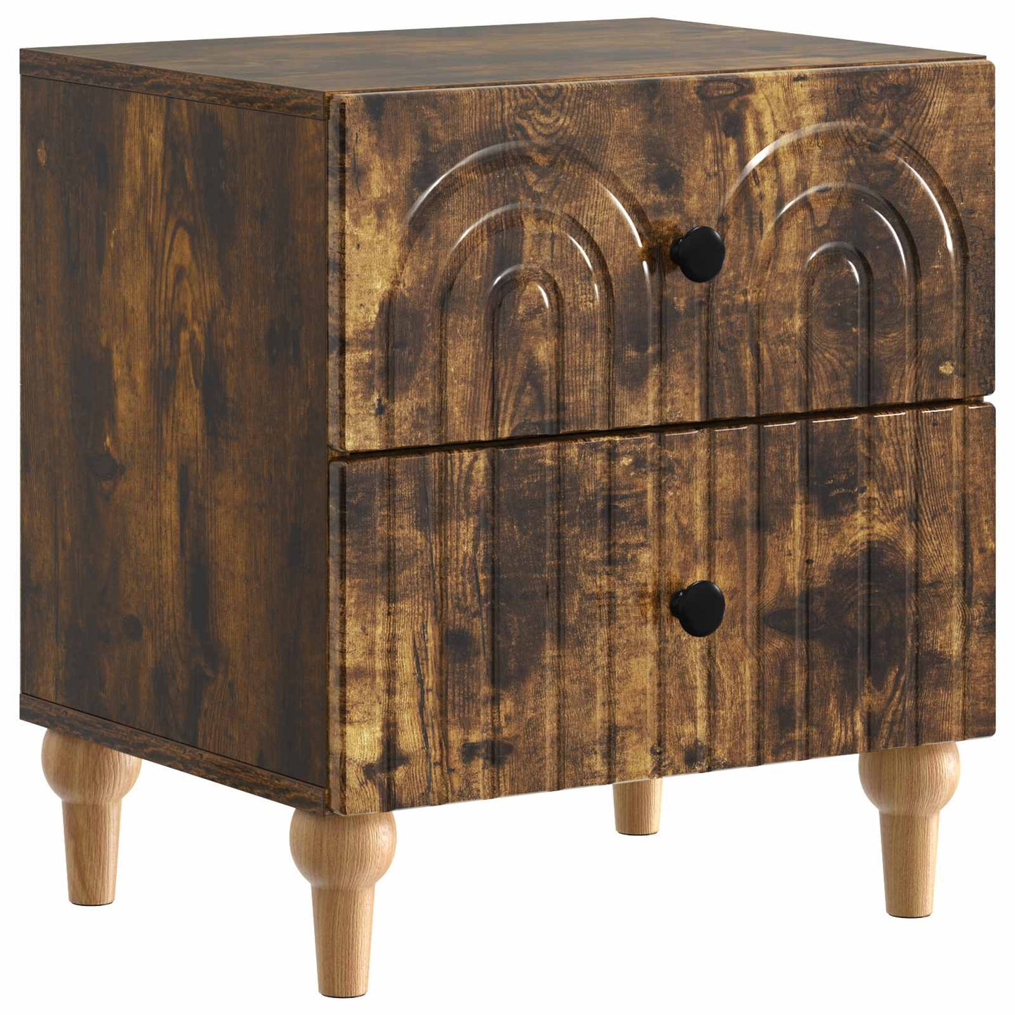 vidaXL Bedside Cabinet with Drawer 2 pcs Smoked Oak 43 x 34.5 x 48 cm