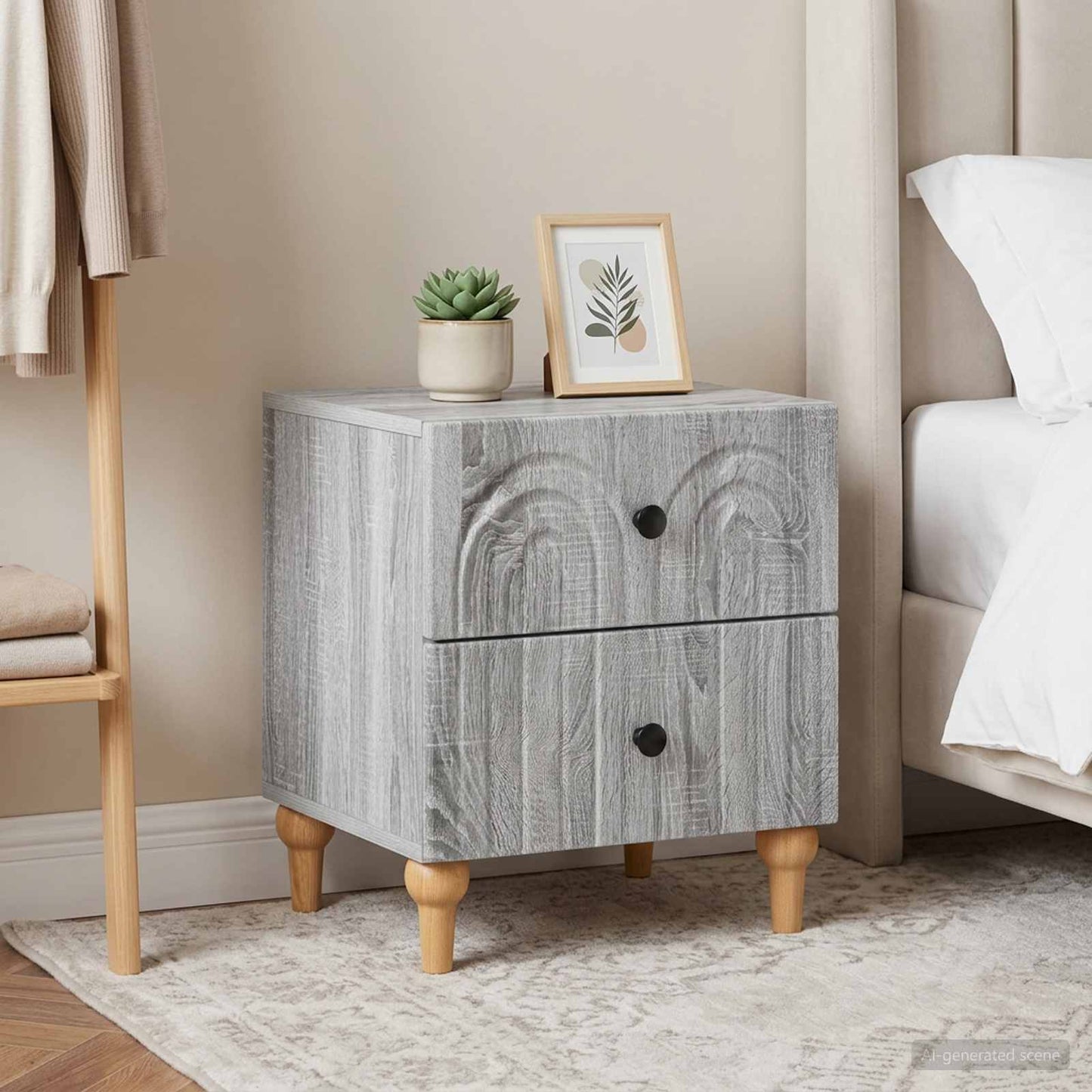 vidaXL Bedside Cabinet with Drawer 2 pcs Grey Sonoma 43 x 34.5 x 48 cm