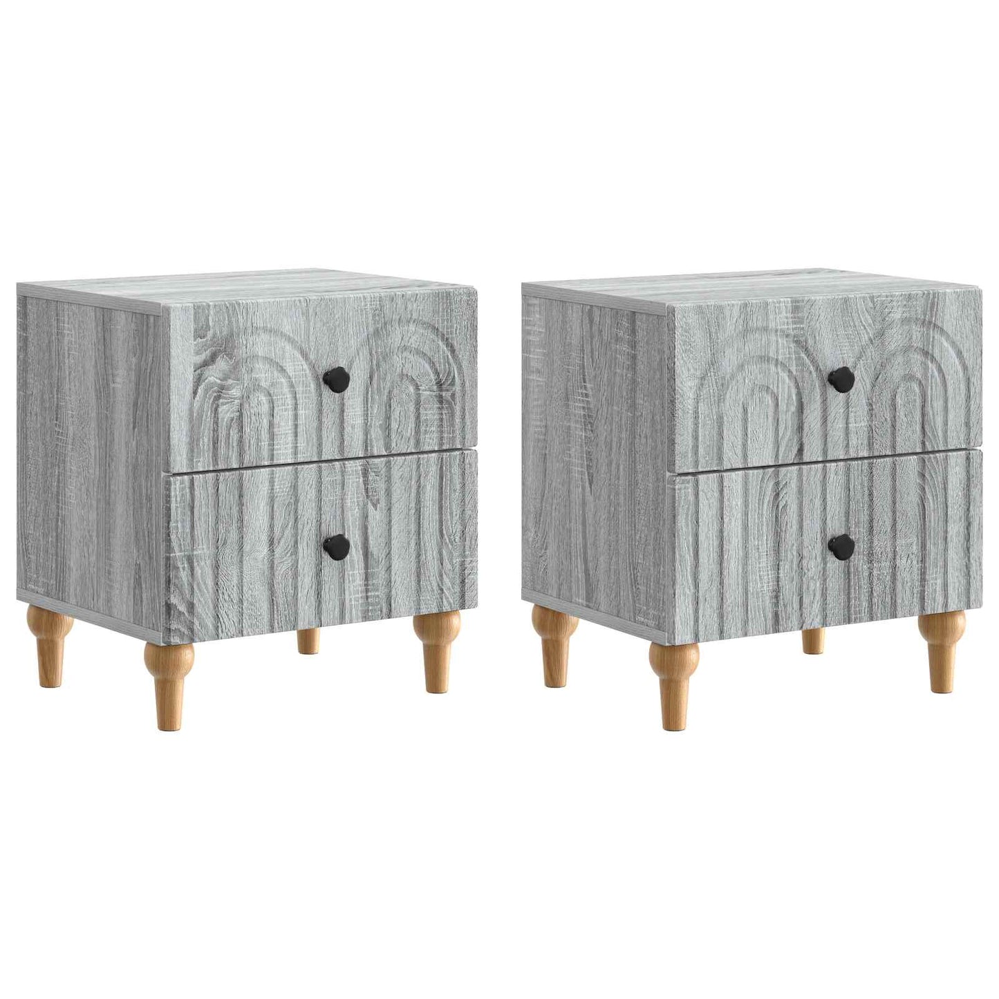 vidaXL Bedside Cabinet with Drawer 2 pcs Grey Sonoma 43 x 34.5 x 48 cm