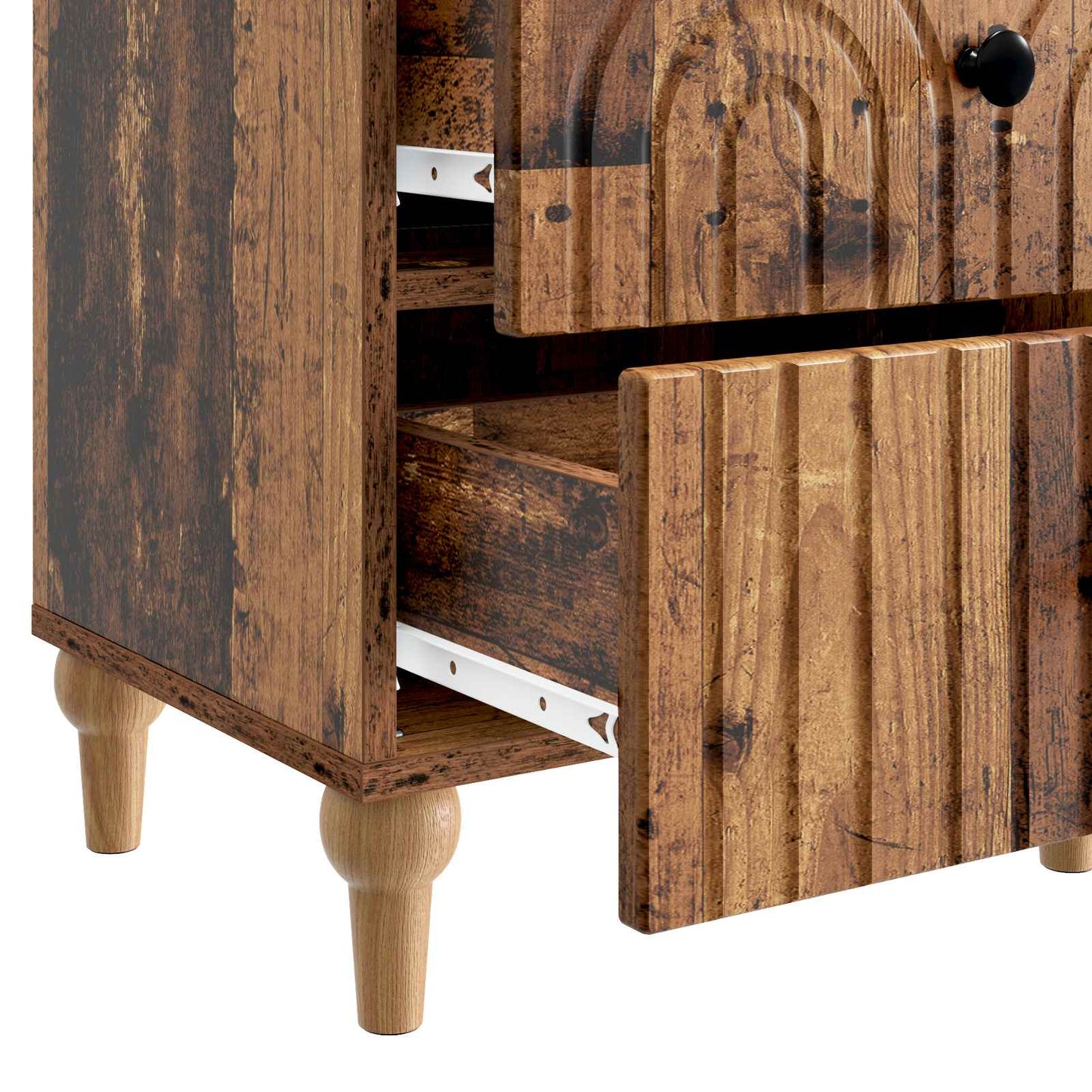 vidaXL Bedside Cabinet with Drawer 2 pcs Old Wood 43 x 34.5 x 48 cm