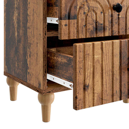 vidaXL Bedside Cabinet with Drawer 2 pcs Old Wood 43 x 34.5 x 48 cm