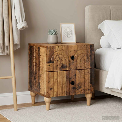 vidaXL Bedside Cabinet with Drawer 2 pcs Old Wood 43 x 34.5 x 48 cm