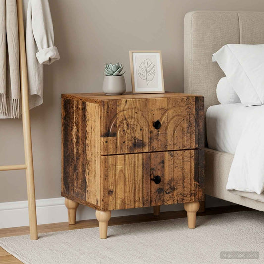 vidaXL Bedside Cabinet with Drawer 2 pcs Old Wood 43 x 34.5 x 48 cm