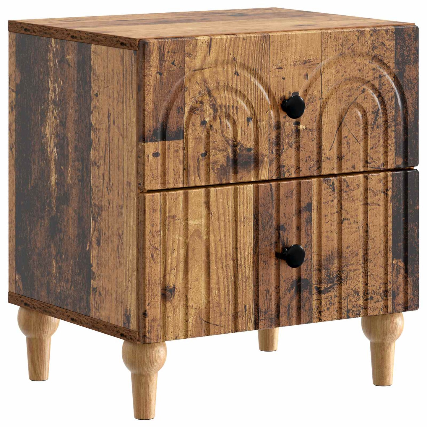 vidaXL Bedside Cabinet with Drawer 2 pcs Old Wood 43 x 34.5 x 48 cm
