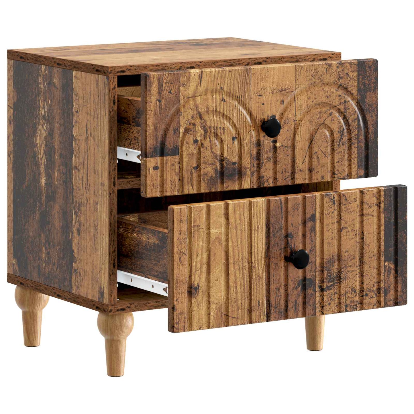 vidaXL Bedside Cabinet with Drawer 2 pcs Old Wood 43 x 34.5 x 48 cm