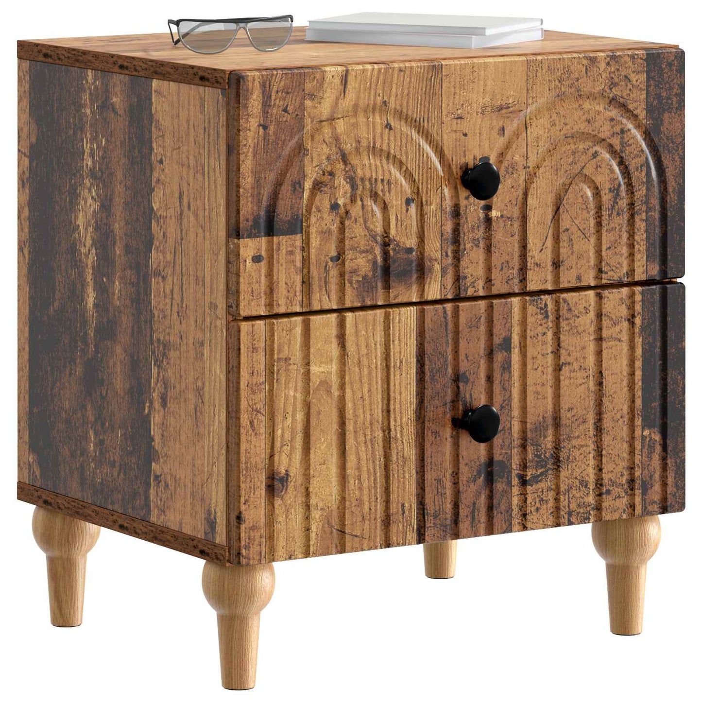 vidaXL Bedside Cabinet with Drawer 2 pcs Old Wood 43 x 34.5 x 48 cm