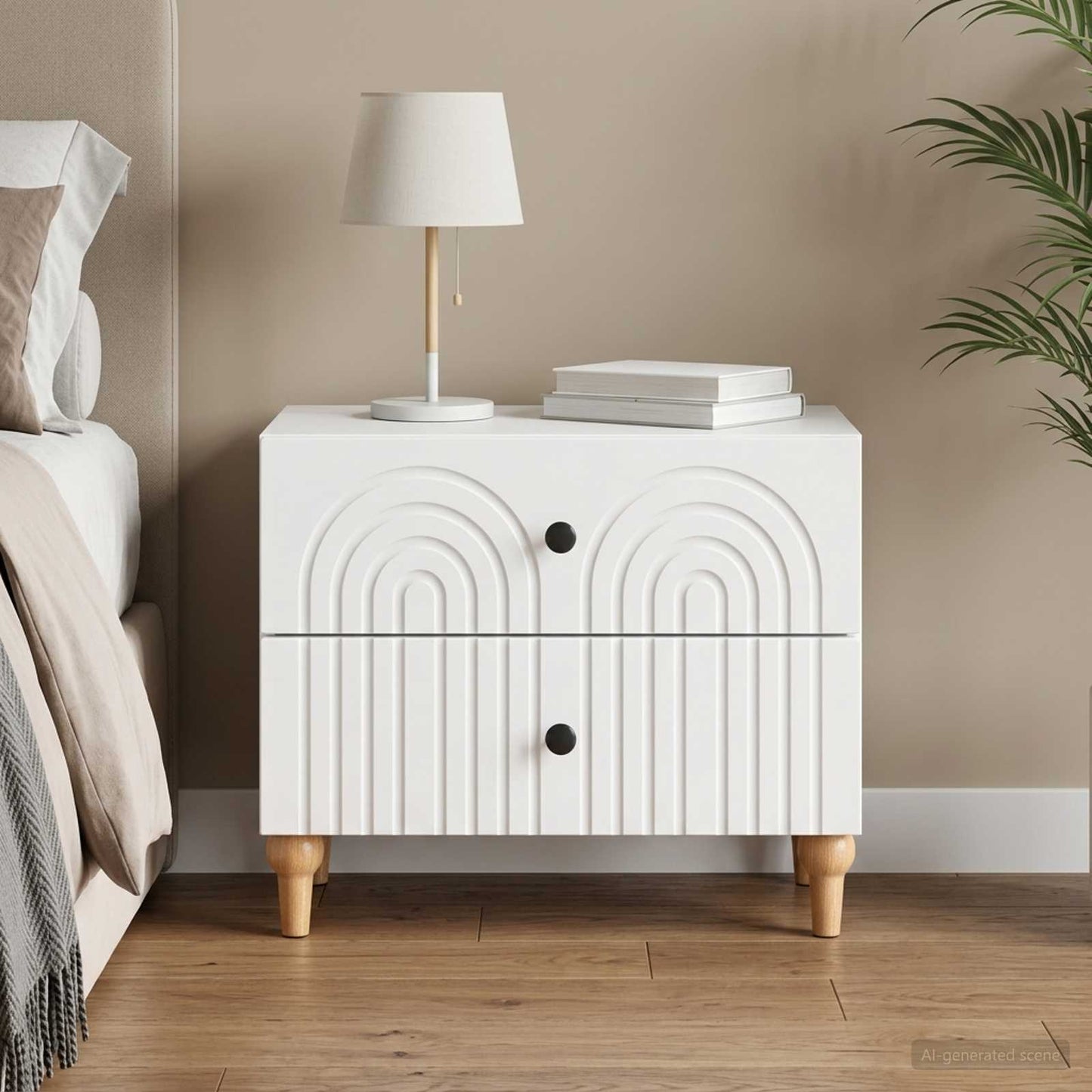 vidaXL Bedside Cabinet White 62 x 34.5 x 48 cm Engineered Wood