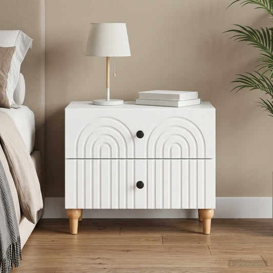 vidaXL Bedside Cabinet White 62 x 34.5 x 48 cm Engineered Wood