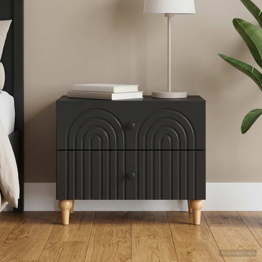 vidaXL Bedside Cabinet Black 62 x 34.5 x 48 cm Engineered Wood
