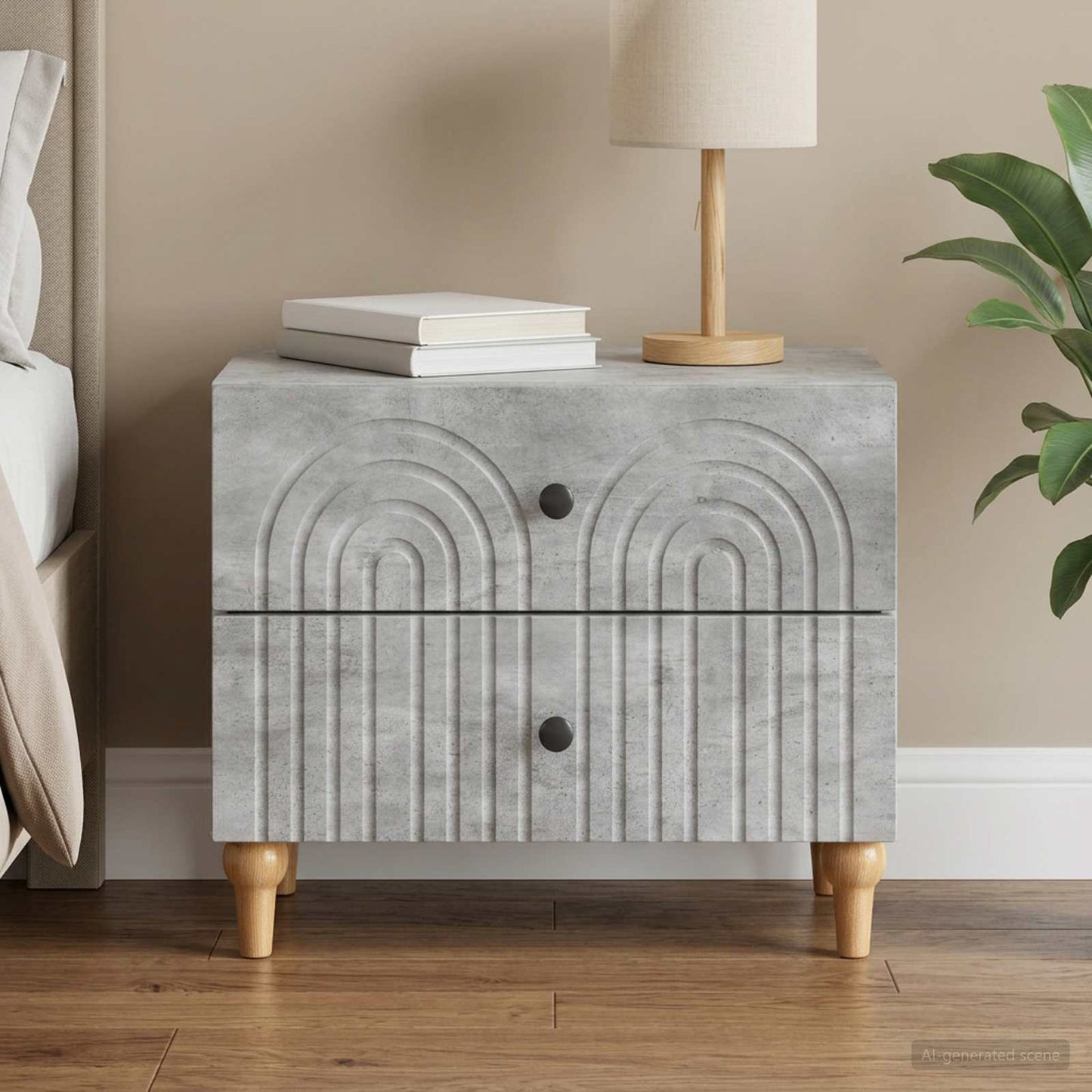 vidaXL Bedside Cabinet Concrete Grey 62 x 34.5 x 48 cm Engineered Wood
