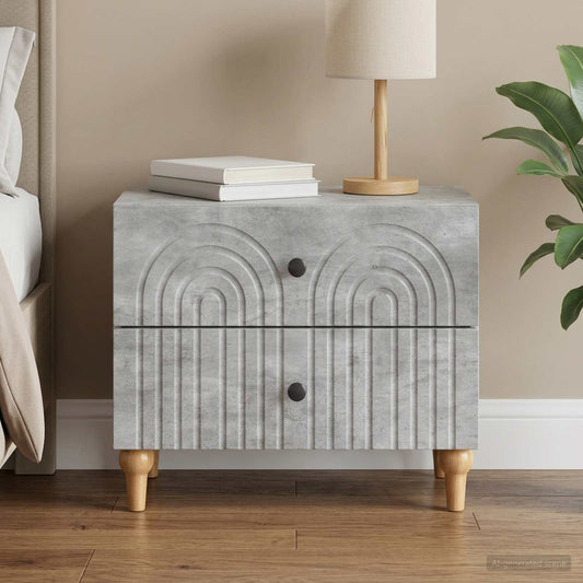 vidaXL Bedside Cabinet Concrete Grey 62 x 34.5 x 48 cm Engineered Wood