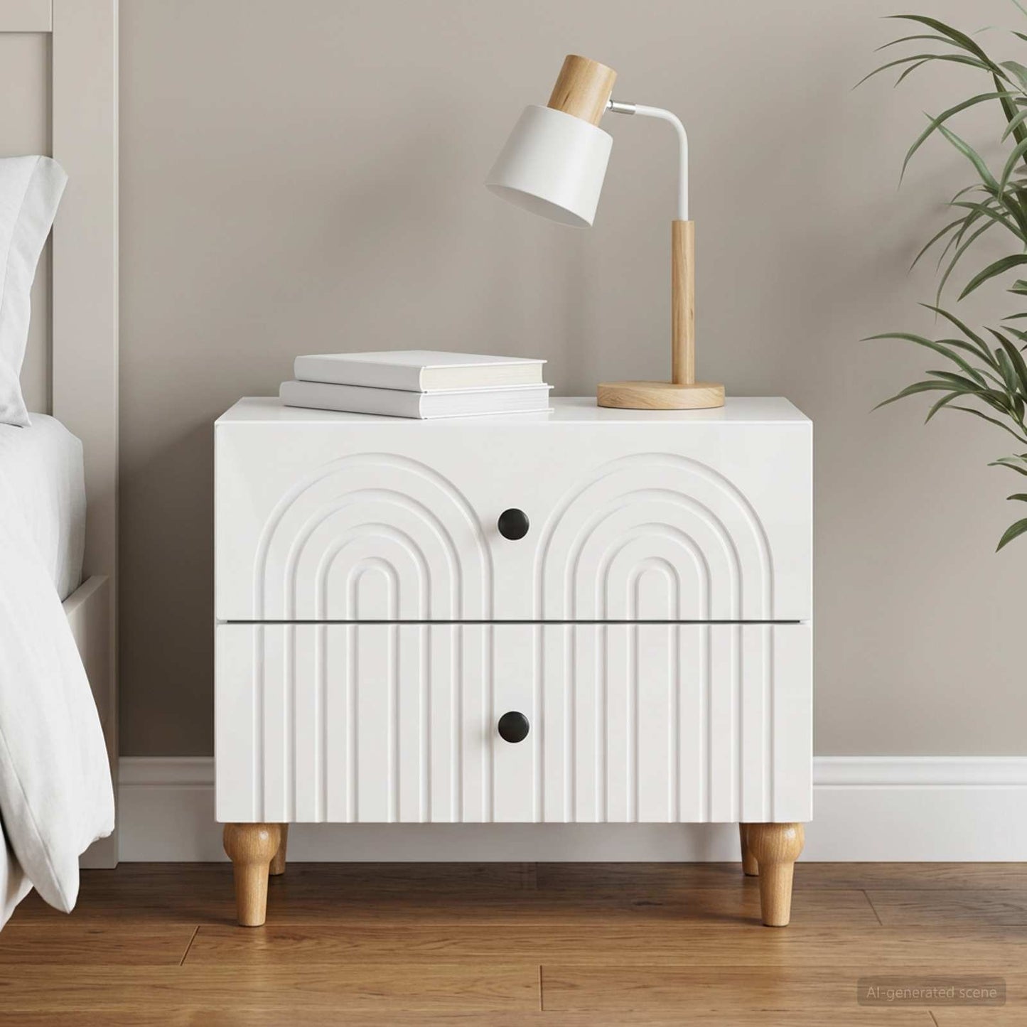 vidaXL Bedside Cabinet with Drawer High Gloss White 62 x 34.5 x 48 cm