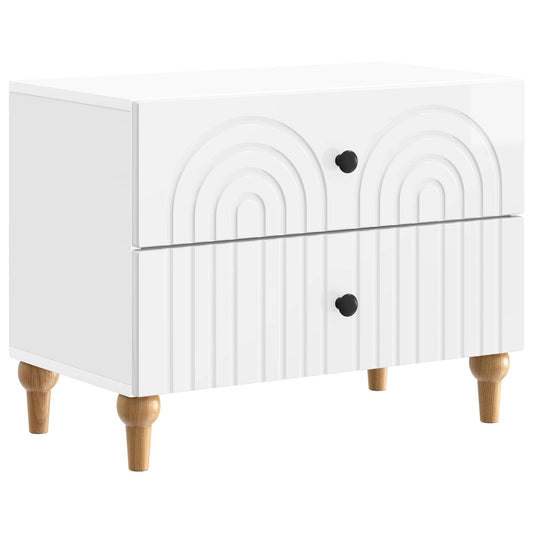 vidaXL Bedside Cabinet with Drawer High Gloss White 62 x 34.5 x 48 cm