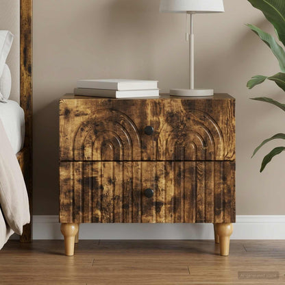 vidaXL Bedside Cabinet Smoked Oak 62 x 34.5 x 48 cm Engineered Wood