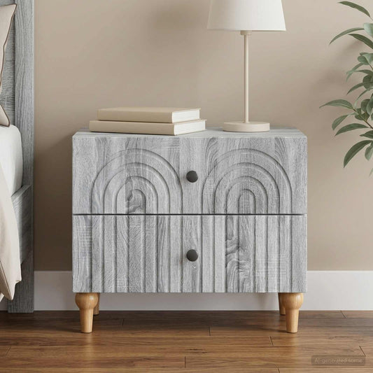 vidaXL Bedside Cabinet Grey Sonoma 62 x 34.5 x 48 cm Engineered Wood
