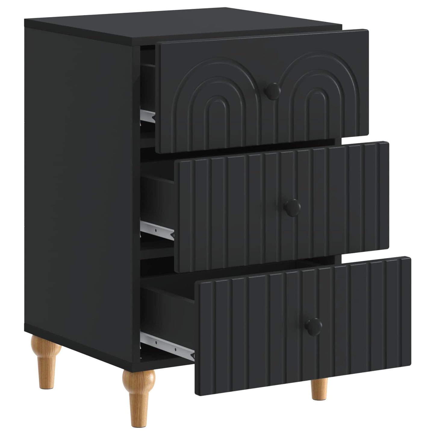vidaXL Bedside Cabinet Black 43x 41 x 66.5 cm Engineered Wood