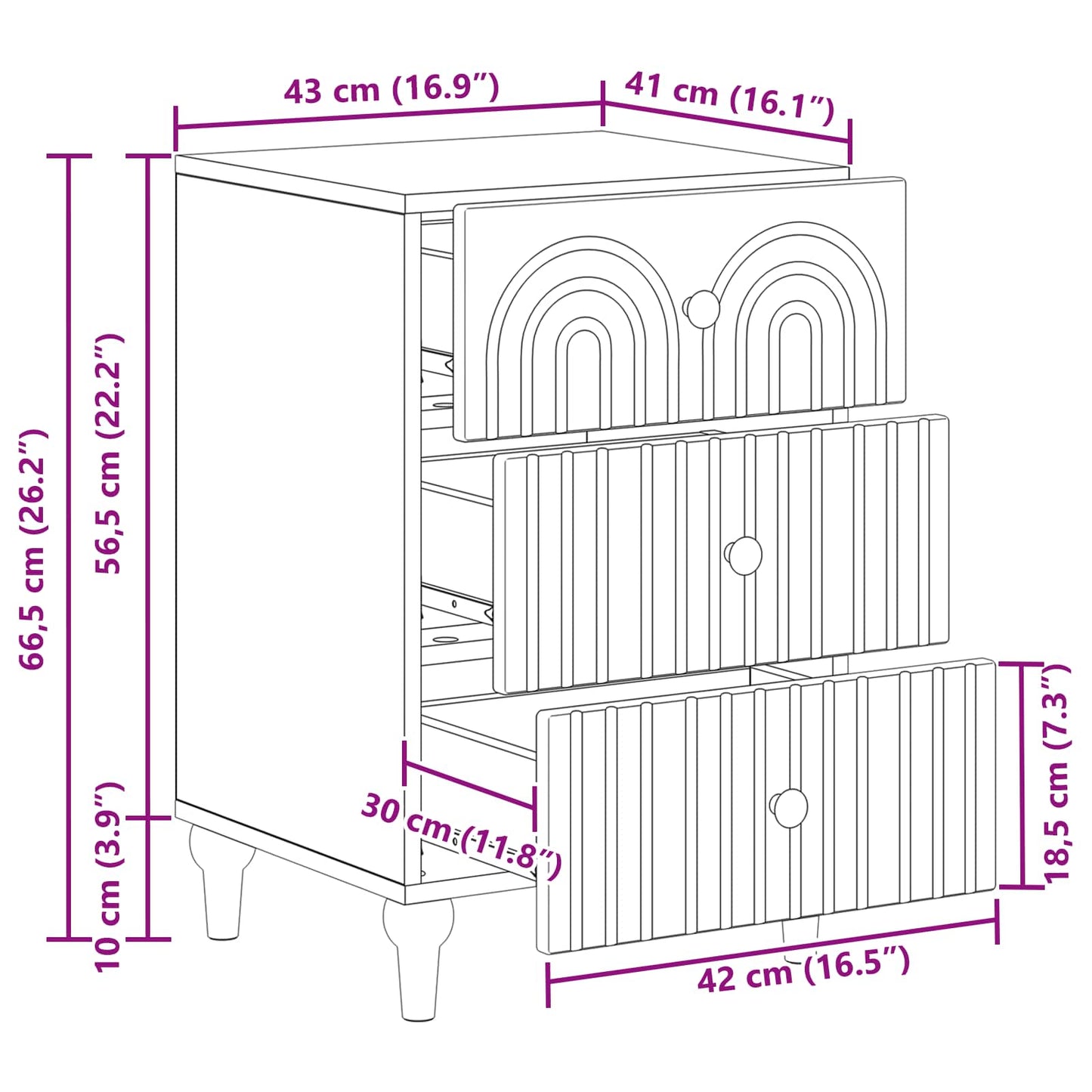 vidaXL Bedside Cabinet Sonoma Oak 43x 41 x 66.5 cm Engineered Wood