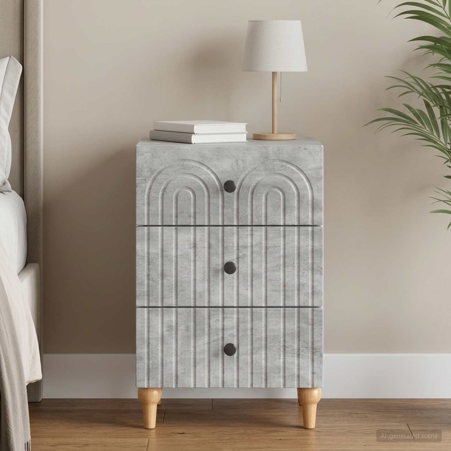 vidaXL Bedside Cabinet Concrete Grey 43x 41 x 66.5 cm Engineered Wood