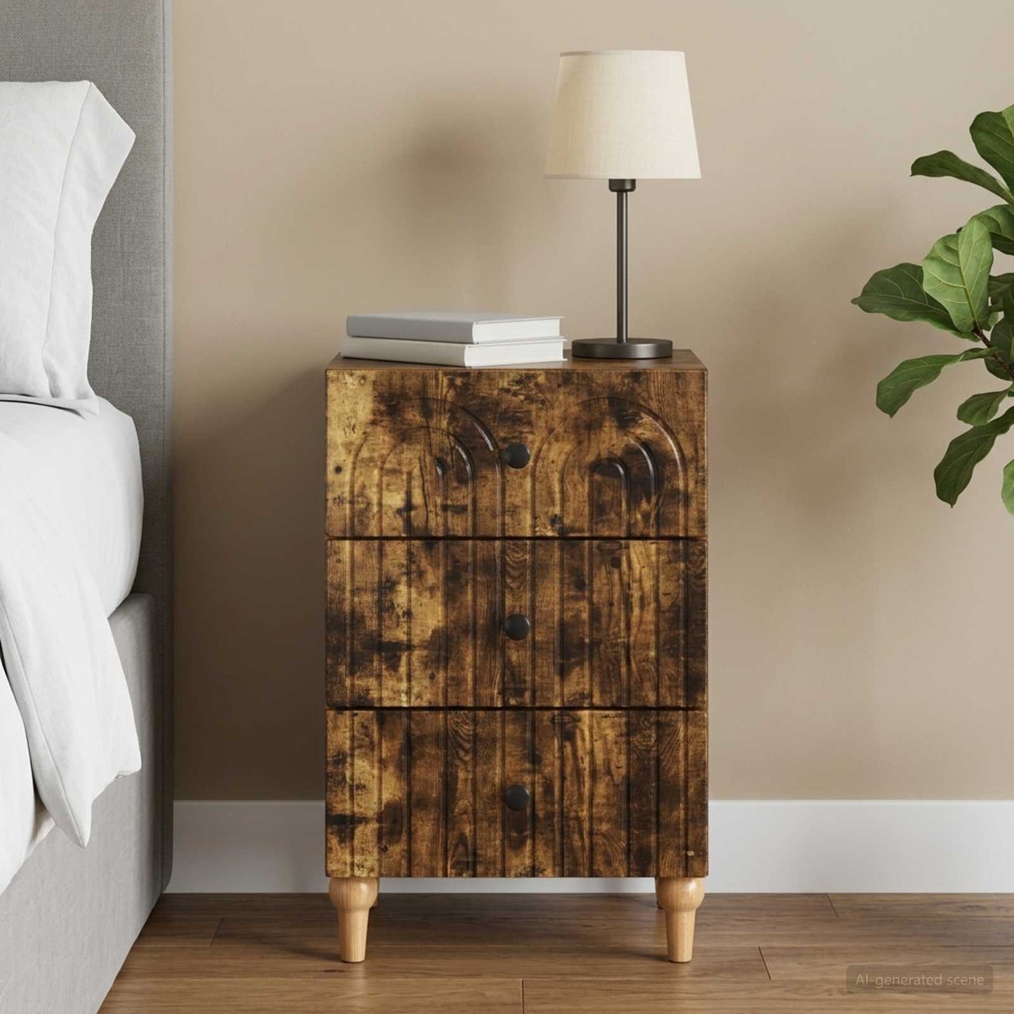 vidaXL Bedside Cabinet Smoked Oak 43x 41 x 66.5 cm Engineered Wood