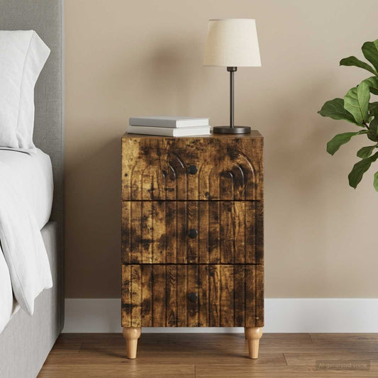 vidaXL Bedside Cabinet Smoked Oak 43x 41 x 66.5 cm Engineered Wood