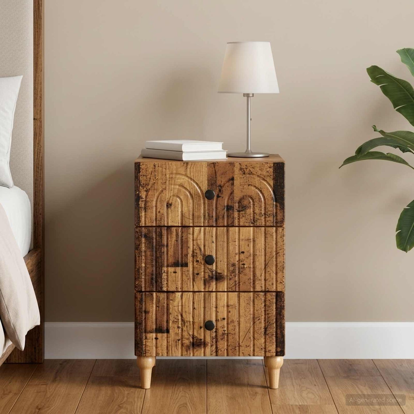 vidaXL Bedside Cabinet Old Wood 43x 41 x 66.5 cm Engineered Wood