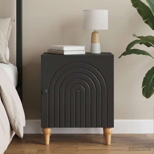 vidaXL Bedside Cabinet Black 43 x 34.5 x 50 cm Engineered Wood