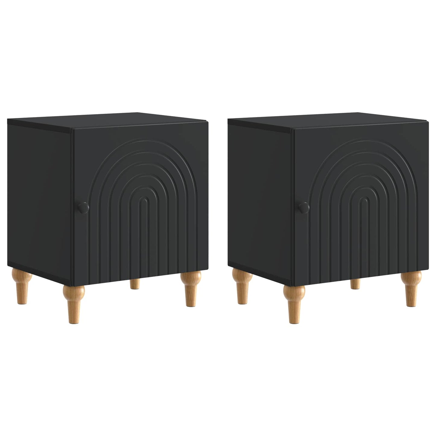 vidaXL Bedside Cabinet 2 pcs Black 43 x 34.5 x 50 cm Engineered Wood