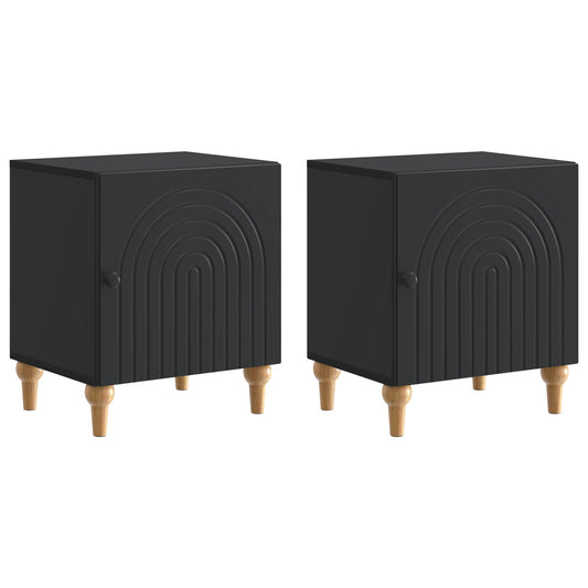 vidaXL Bedside Cabinet 2 pcs Black 43 x 34.5 x 50 cm Engineered Wood