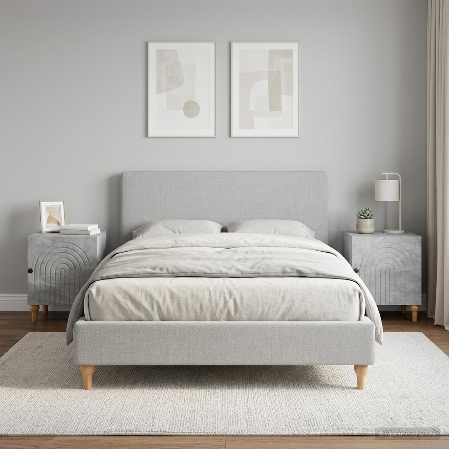 vidaXL Bedside Cabinet 2 pcs Concrete Grey 43 x 34.5 x 50 cm