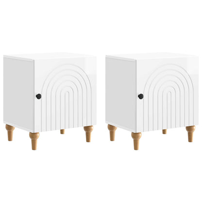 vidaXL Bedside Cabinet 2 pcs High Gloss White 43 x 34.5 x 50 cm