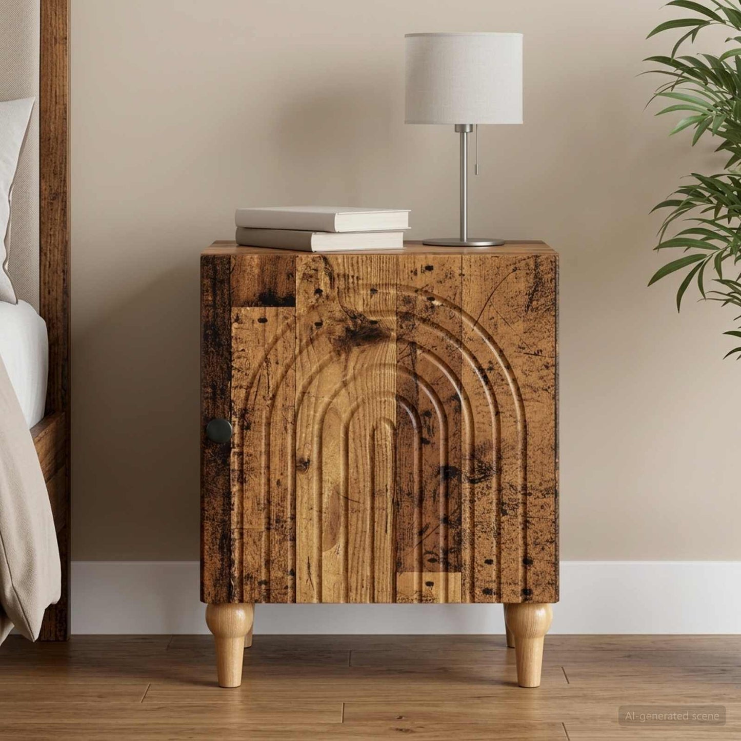 vidaXL Bedside Cabinet Old Wood 43 x 34.5 x 50 cm Engineered Wood