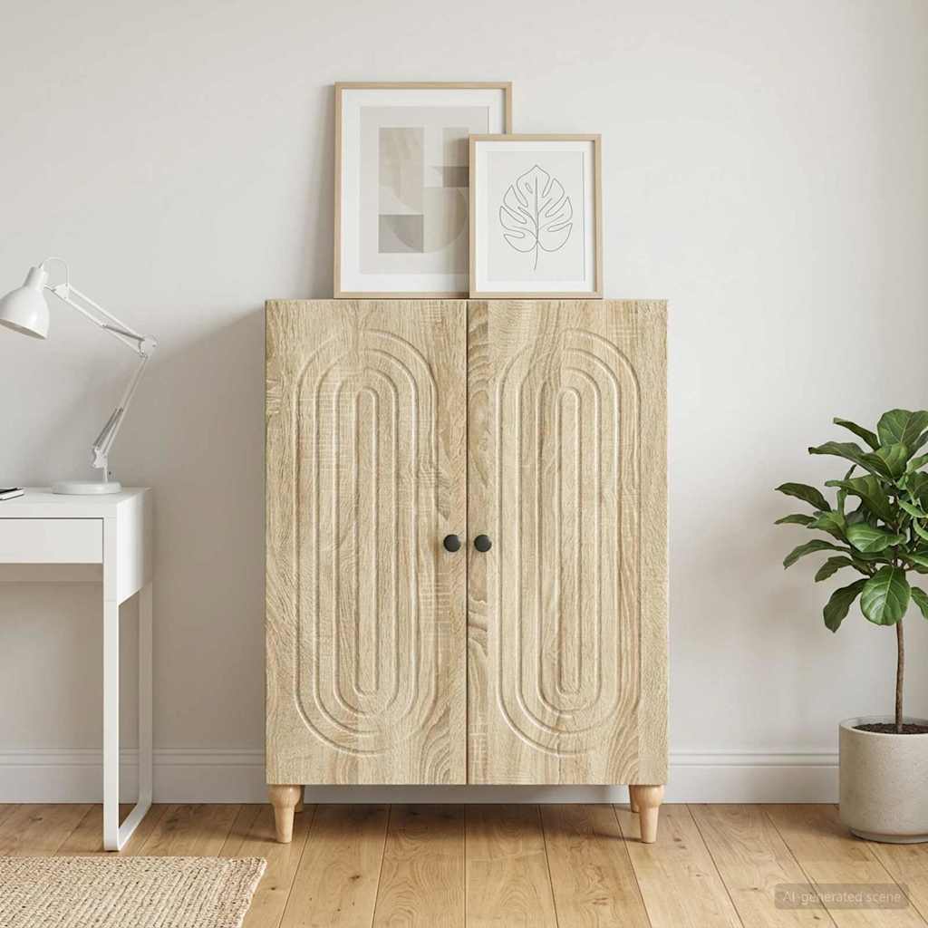 vidaXL Sideboard Sonoma Oak 66 x 34.5 x 90 cm Engineered Wood