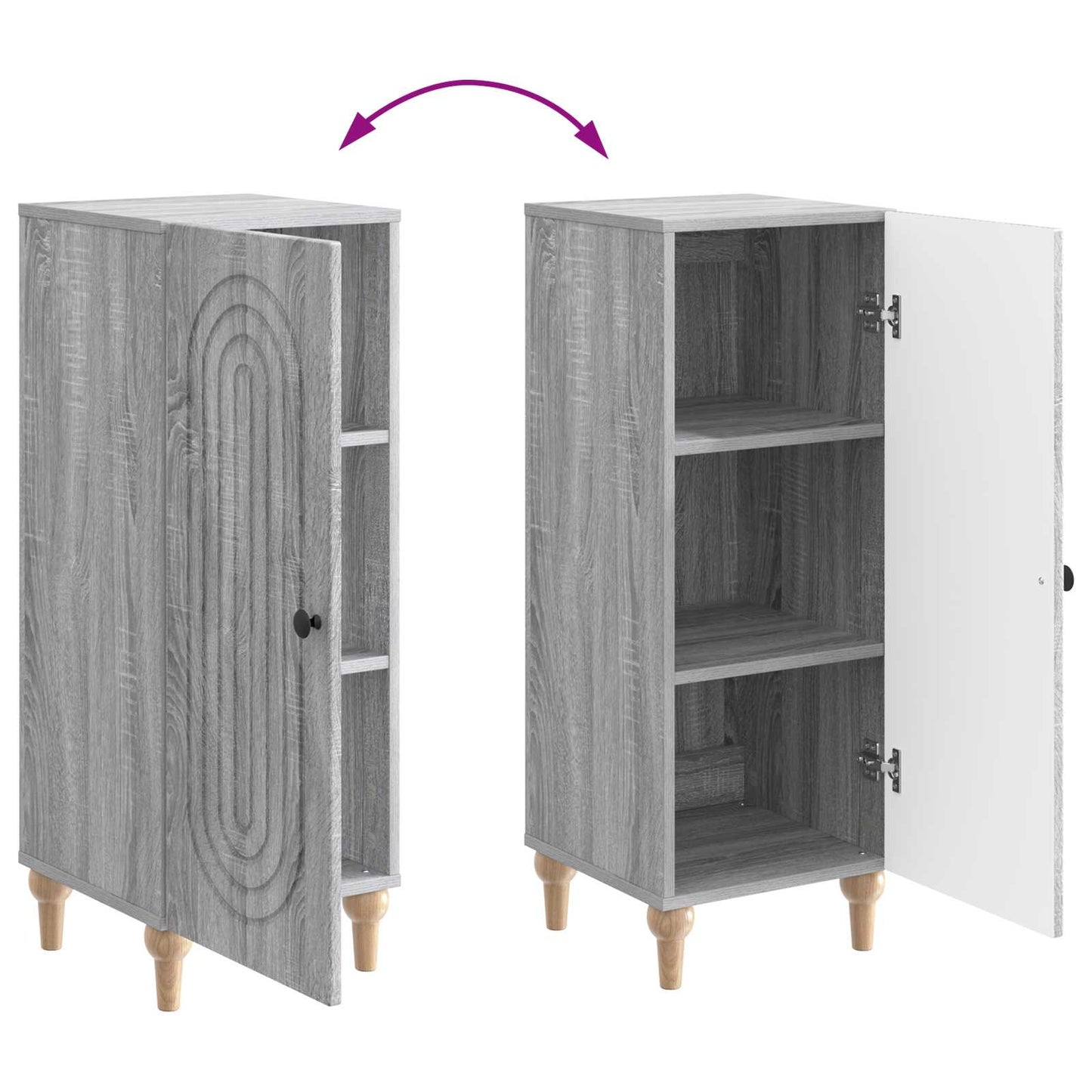 vidaXL Sideboard Grey Sonoma 33 x 34.5 x 90 cm Engineered Wood
